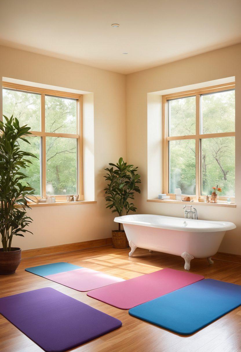 A serene therapy room featuring a compassionate therapist assisting a patient in practicing Bobath therapy techniques. Emphasize the gentle demeanor of both individuals, with vibrant therapy tools around them like colorful mats and balance aids. Showcase the movement dynamics through fluid, graceful body poses. Incorporate calming lighting to create an atmosphere of healing and support. super-realistic. soft colors. serene ambiance.